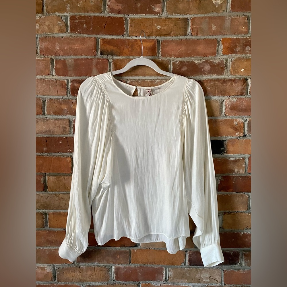 ANTHROPOLOGIE DOLAN left coast hewson top ivory blouse balloon sleeves medium - Picture 4 of 11